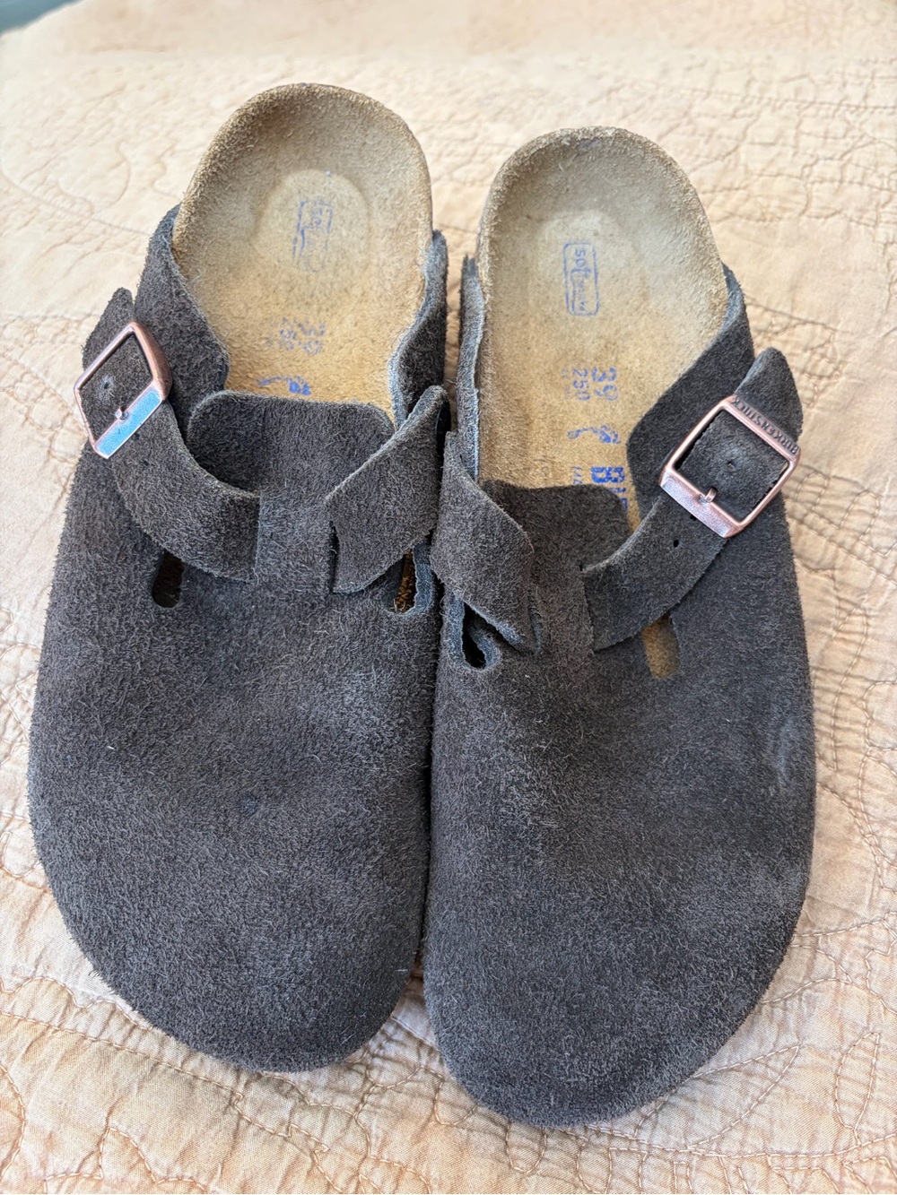 Birkenstock Suede Clog Sandals in Dark Brown